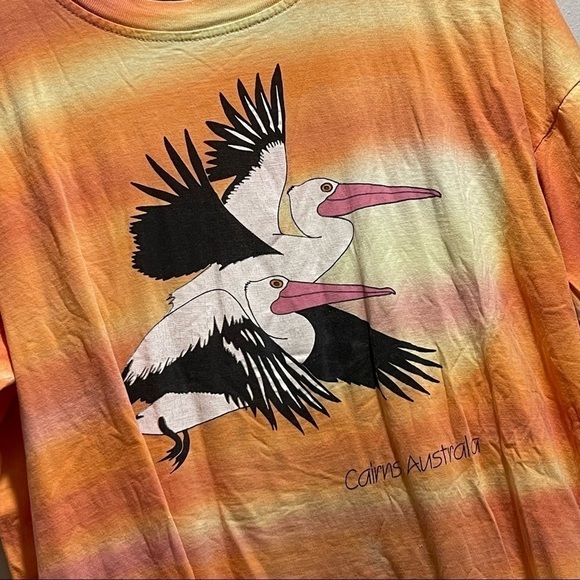 Vintage CAIRNS Australia Unisex Orange Tie Dye Single Stitch Graphic Tee Sz XXL - Picture 2 of 5